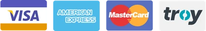 Visa, American Express, Mastercard ve Troy ile güvenli ödeme